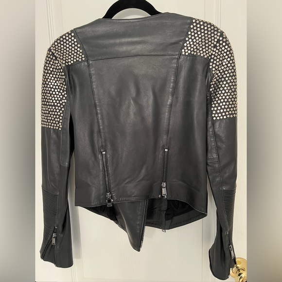 Haute Hippie Lambskin Leather Jacket 
w/ Studded Embellished Shoulders Sz Small - Picture 9 of 16